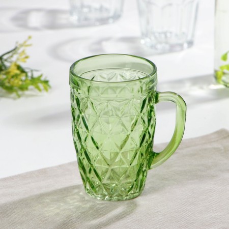 Glass mug, 400 ml, color and texture mix-7