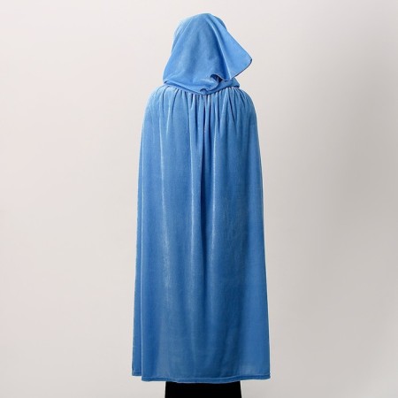 Carnival cloak adult, plush, blue color, length 115 cm-1