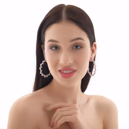 Roaling earrings "Pearl thread" d = 4.5, white color in silver-2