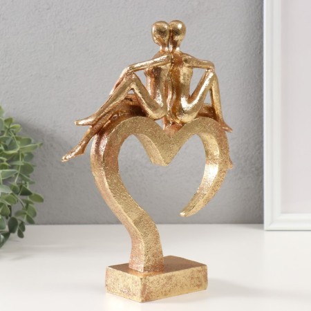 Polystone souvenir "Heart in love" Gold 26x22x6 cm-3