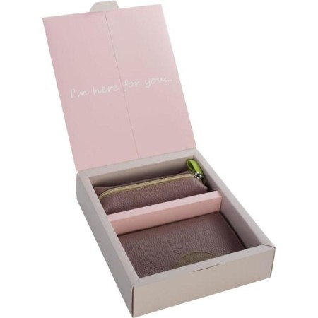 Gift set: cover for passport and key holder, balsamic color-1