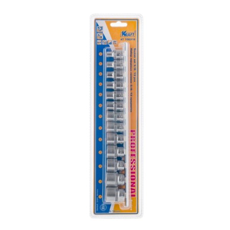 Set of end heads Kraft KT700316, 3/8 ", 6-Gr., 6-19 mm, 13 items