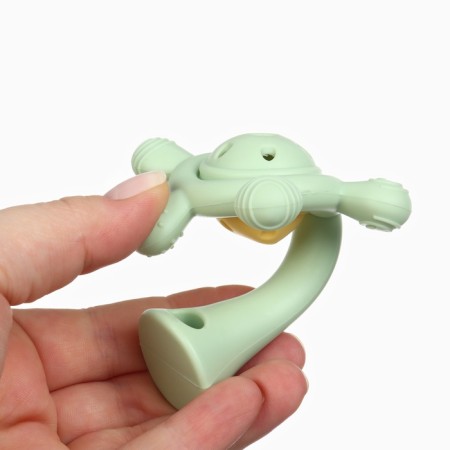Silicone teether with a rattle "Baby", green color, crumb me-6