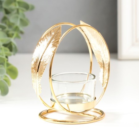Summary metal, glass per 1 candle "Fogger" d-4 cm gold 7.5x10x11 cm-1