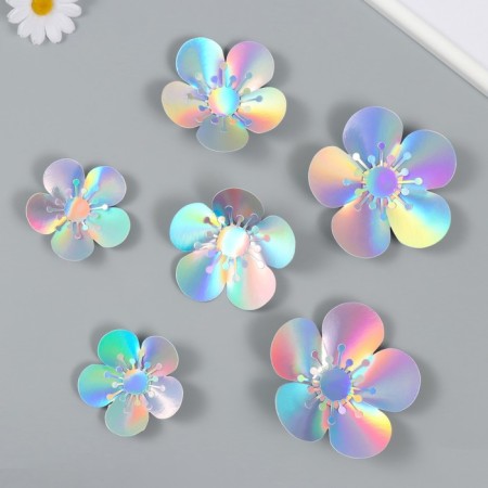 Stick Paper "Flower. Silver holography" set 6 pcs 13x12.3x0.6 cm