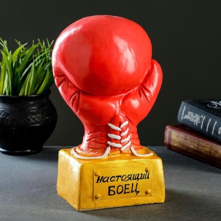 Piggy bank "Boxing glove" red gold, 15x12x24cm-4