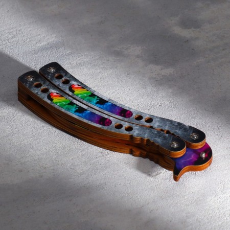 Wooden souvenir "Butterfly knife" rainbow-3