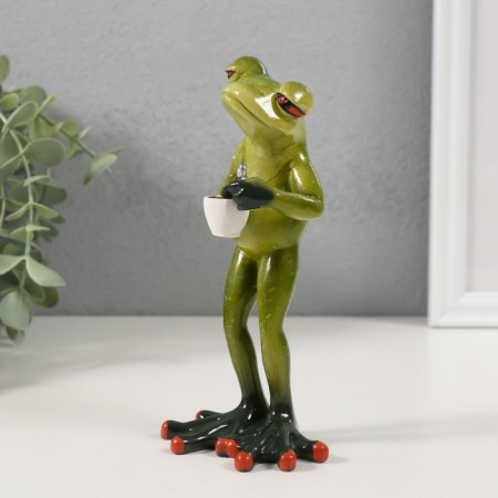 Souvenir Polystone Lak "The Frog brews a cup of coffee" 7.5x6.2x15.2 cm-3
