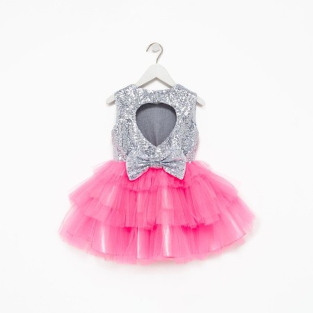 New Year. Children's dress with sequins KAFTAN, p. 36 (134-140), bright pink-10