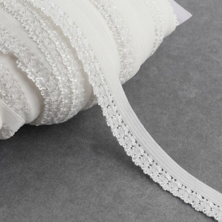 Gum openwork linen, 14 mm, 100 ± 1 m, white color