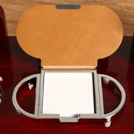 Table set 6V1 with a business card holder and clock, red tree-3