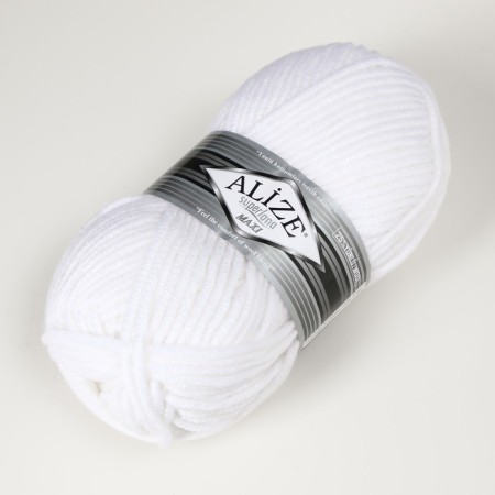 Yarn "Superlana Maxi" 75% acrylic, 25% wool 100m/100g (55 white)-2