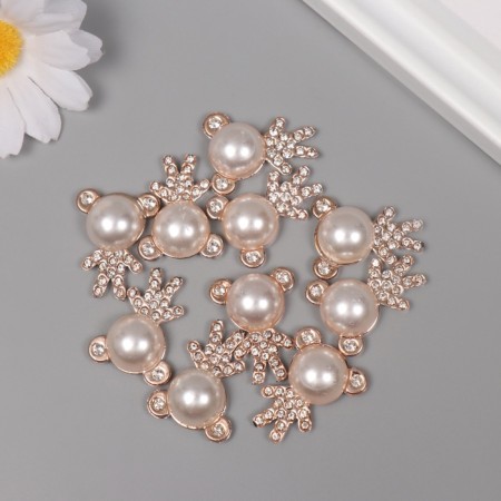 Decor for creativity plastic "Bear with rhinestones" gold set 10 pcs 2.5x2x1 cm-2