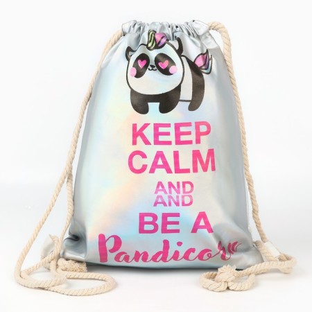 Back for shoes Keep Calm and Be a pandicorn leather holography, 30 x 40 cm-4