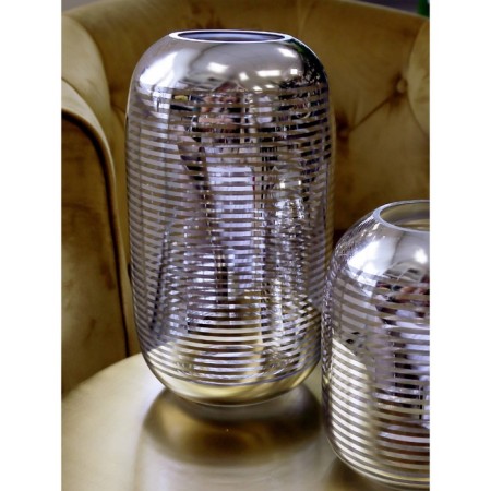 Decorative vase of glass with stroke spraying, 15 × 15 × 27 cm, silver color-4