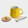 Ceramic mug "Smile", 350 ml, with a wooden lid and spoon, color and pattern mix