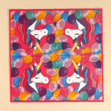 Paper napkins, 33x33 cm, 20 pieces, 3 strata, Minnie and unicorn-6