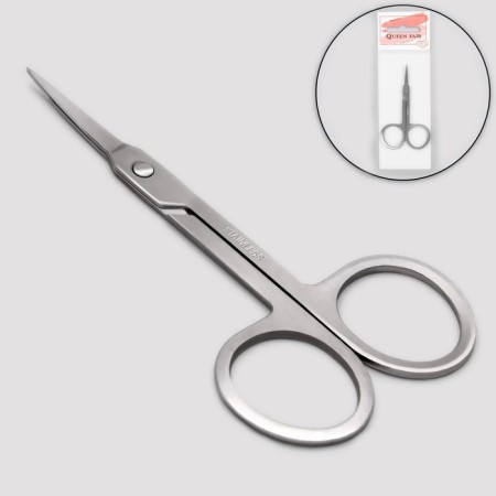 Scissors are manicure, for cuticles, bent, narrow, 9 cm, silver color-1