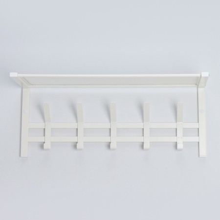Ban with the Toronto 21 shelf, 67 × 27 × 27 cm, 5 double hooks, white color-10
