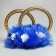 Fata on the hood with rings from tulle on the corner, blue