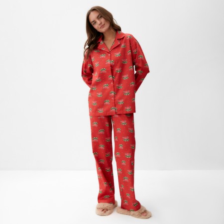 Pajama New Year's Women's KAFTAN cars, red color, size 52-54-1