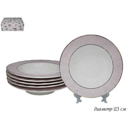 A set of deep plates Lenardi "Pink Garden", D = 23 cm , 6 pcs