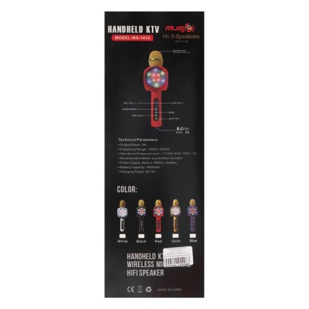 A microphone column for Karaoke WS-1816ch, 2x3 W, 1800 mAh, backlight, red-7