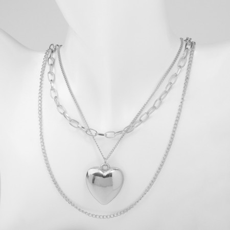 Pendant "chain" medallion, heart, color silver, 45cm-4