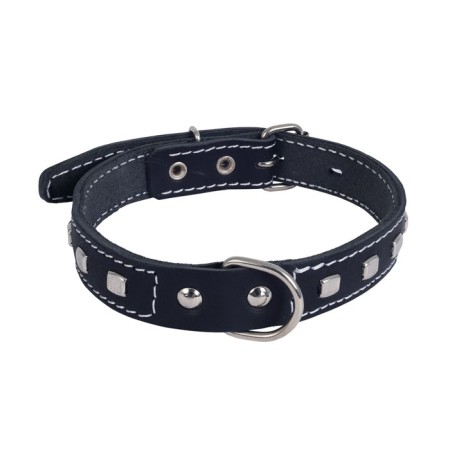 Collar leather two-layer decorated, ring in the middle, Osh 31-39 x 2 cm, mix of flowers