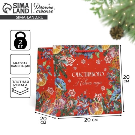 Square Packet "Happiness in the New Year", 20 x 20 x 20 cm, New Year