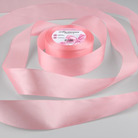 Satin tape, 40 mm × 23 ± 1 m, pink color # 04
