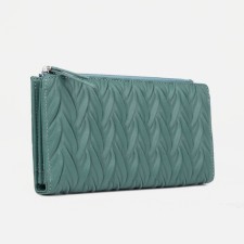 Women's wallet on the button, green color