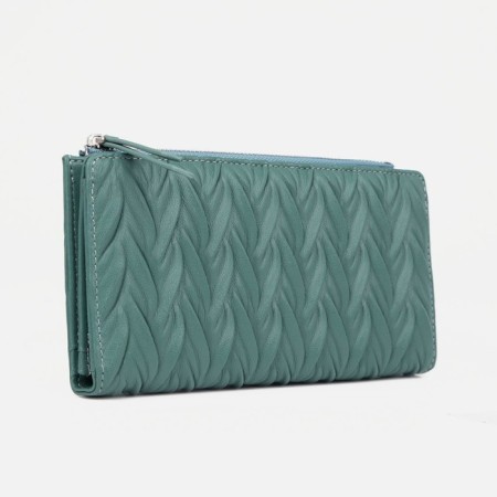 Women's wallet on the button, green color