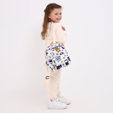 Baby backpack on lightning, 3 outer pockets, white color-2