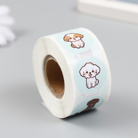 Stick Paper "Puppies" d = 2.5 cm 500 pcs in a roll 3x6.5x6.5 cm-1