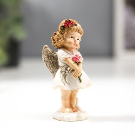 Polystone souvenir "Angel-girl with puffy cheeks with a book/rose" mix 9x3.5x3.5 cm-3