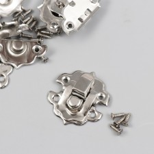 Castle Metal for the casket silver + nails. set 10 pcs 2.9x3 cm