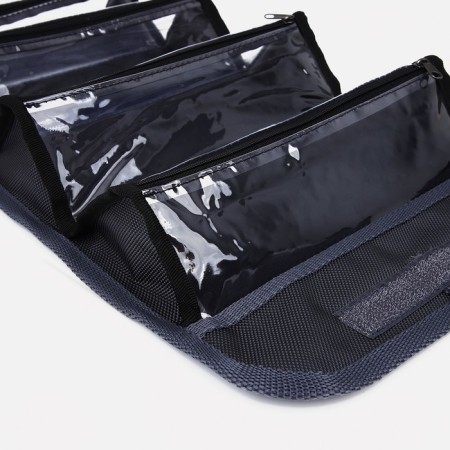 Cosmetic bag, 4 parts on zippers, gray color-3