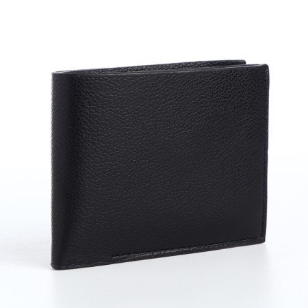 Male purse without fastening, department for cards, coins, black color-1