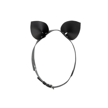 Cat ears on a leather strap, skin, black-1