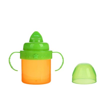 Baby playpel with solid nose, 150 ml., With handles, orange/green color-2