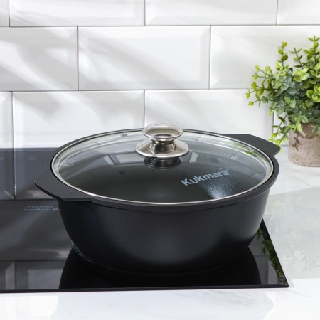 Frying "Tradition", 4 l, d = 26 cm, glass cover, anti -stick coating, black color-4