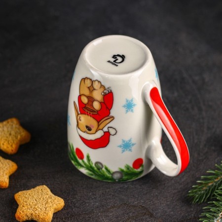 Porcelain shade mug "New Year. Bunny with cocoa ", 350 ml-2