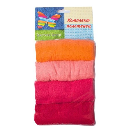 Tainted towel set - 4 pcs., Size 30x60 cm, color mix