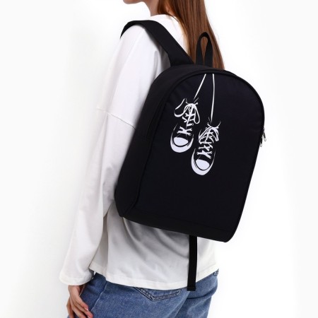 School Textile Backpack "Sneakers", 38x14x27 cm, black color-8
