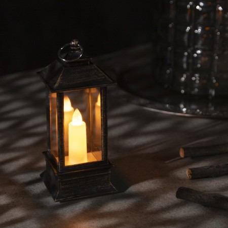 LED figure "Bronze Lantern with a candle" 5.5 × 13 × 5.5 cm, plastic, batteries AG13x3, glow warm white