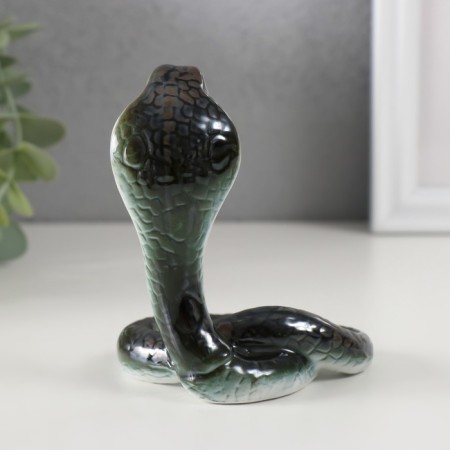 Souvenir Ceramics "Green Cobra" with gold 6.8x8x9.9 cm-2