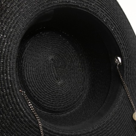 Women's hat with beads minku Black color, rr 56-58-5