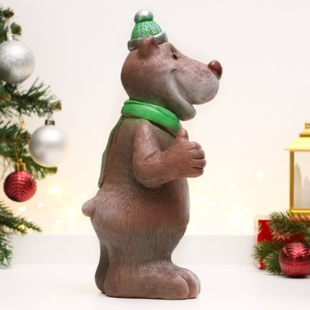 Piggy bank "Bear in a hat" brown, 27 cm-3