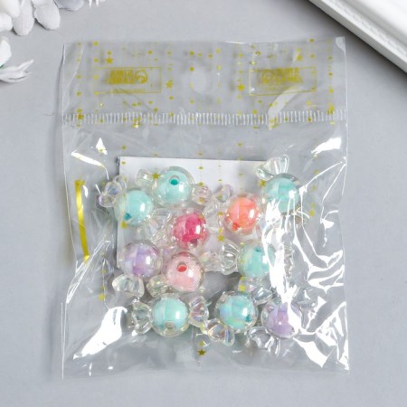 Beads for creativity plastic "Candy mother -of pearl" set 15 grams 2.2x1.2 cm-5